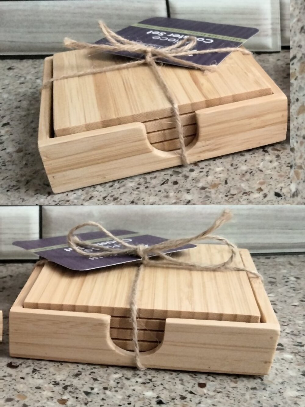 DUO: 2 Sets of 4 Bamboo & Cork Coasters